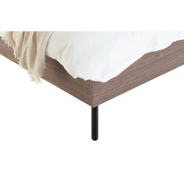 Sötét natúr színű kárpitozott-forgácslemez franciaágy ágyráccsal 180x200 cm diófa dekorral Streiko – noo.ma-image-4