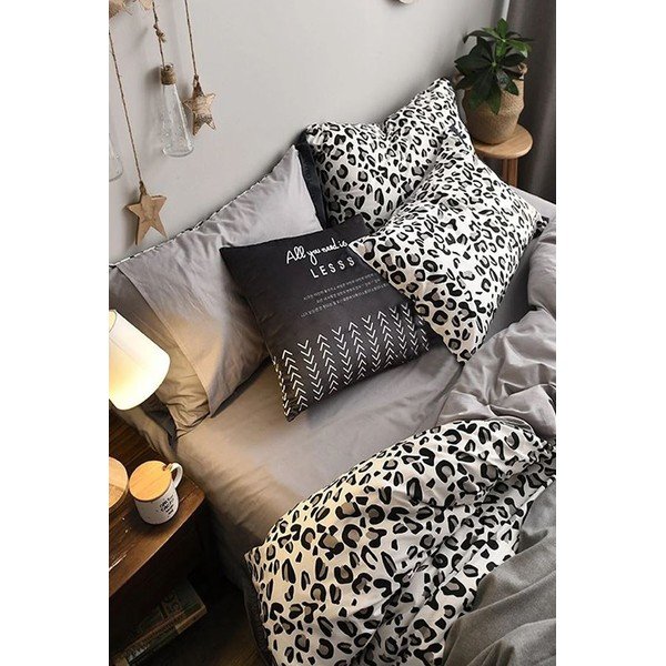 Fehér-szürke kétszemélyes-hosszabbított pamut ágyneműhuzat lepedővel 200x220 cm – Mila Home-image-3