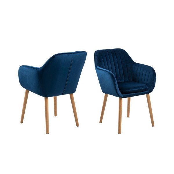 Sötétkék kárpitozott karfás étkezőfotel Emilia – Actona-image-3