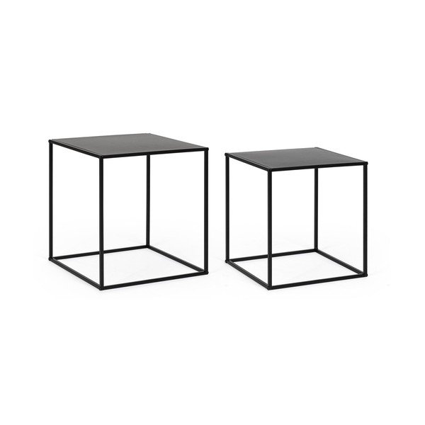 Fekete fém dohányzóasztal szett 2 db-os 38x38 cm Alrik – Yes Everyday-image-3