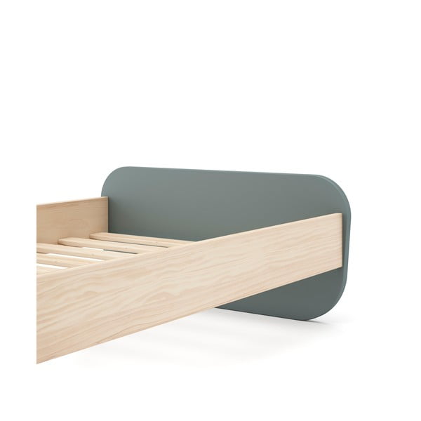 Szürkészöld gyerekágy ágyráccsal, borovi fenyő dekorral 90x190 cm  Esteban – Marckeric-image-4