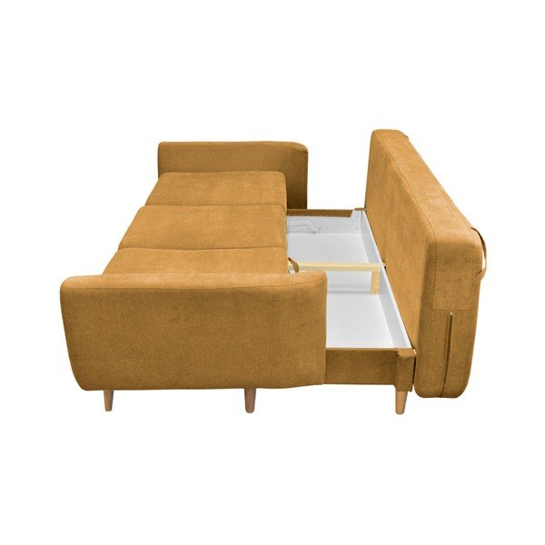Barcelona mustársárga háromszemélyes kinyitható kanapé - Cosmopolitan design-image-4