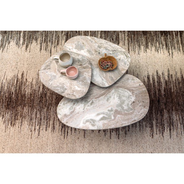 Barna-bézs dohányzóasztal szett 3 db-os márvány asztallappal 41x73 cm Suki – Dutchbone-image-3