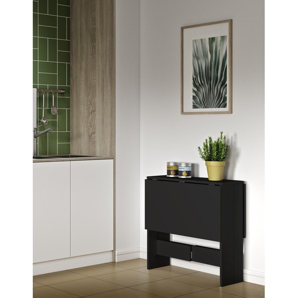 Bővíthető étkezőasztal fekete asztallappal 76x28 cm Papillon – TemaHome-image-1
