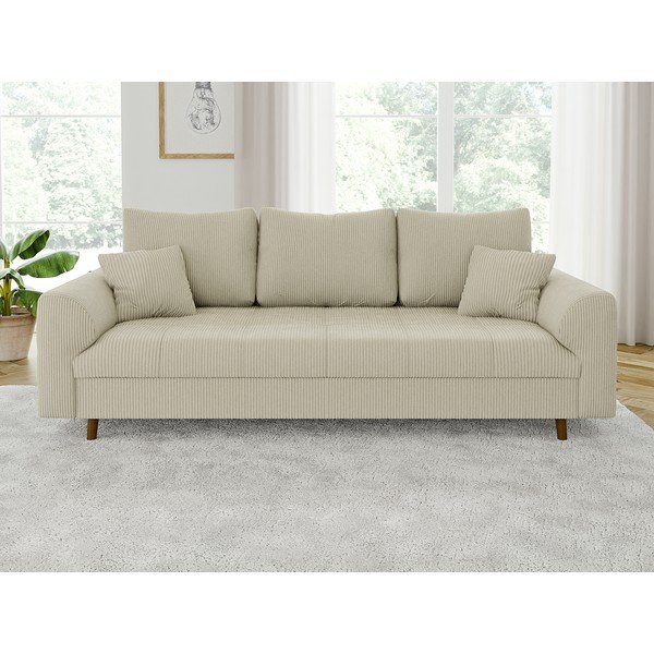 Bézs kordbársony kanapé 210 cm Ariella – Ropez-image-1