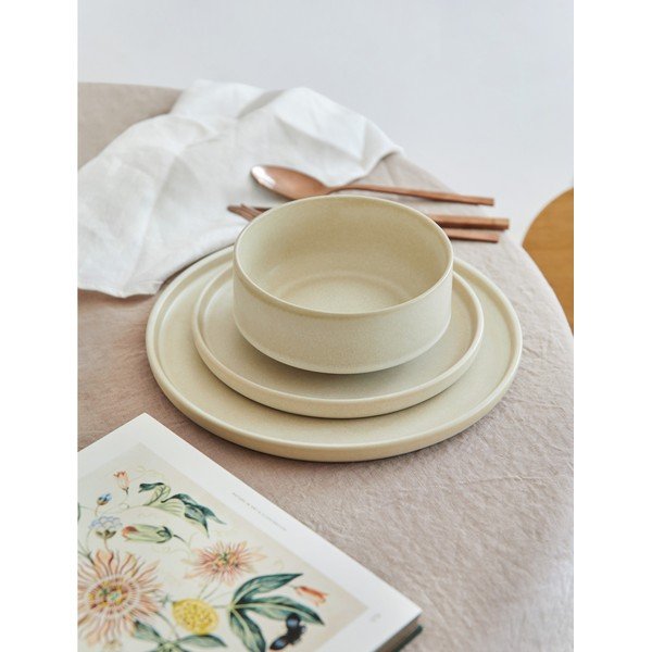 Malia 18 db-os krémszínű agyagkerámia étkészlet - Bonami selection-image-1