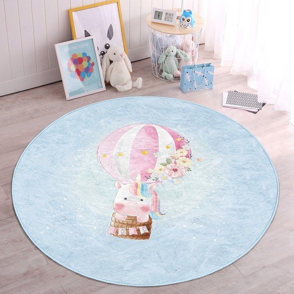 Világoskék gyerek szőnyeg ø 100 cm Comfort – Mila Home-image-2