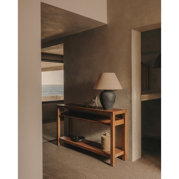 Natúr színű teakfa konzolasztal 35x140 cm Sashi – Kave Home-image-1