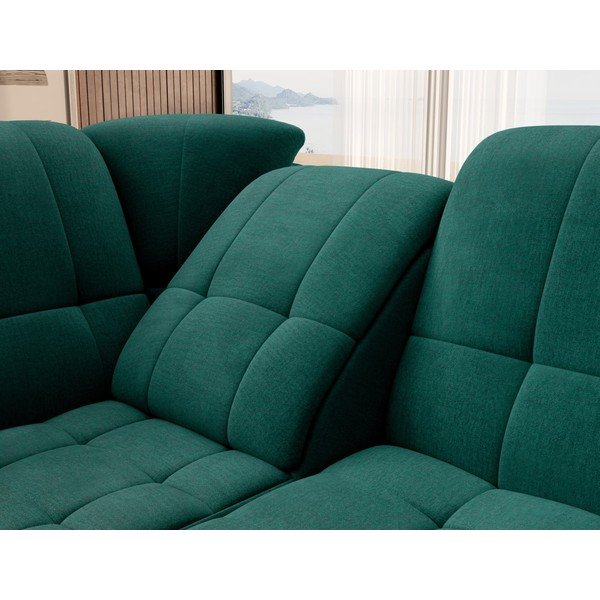 Zöld bársony kinyitható-tárolóhelyes sarokkanapé (bal oldali-L alakú) Sado – ELTAP-image-1