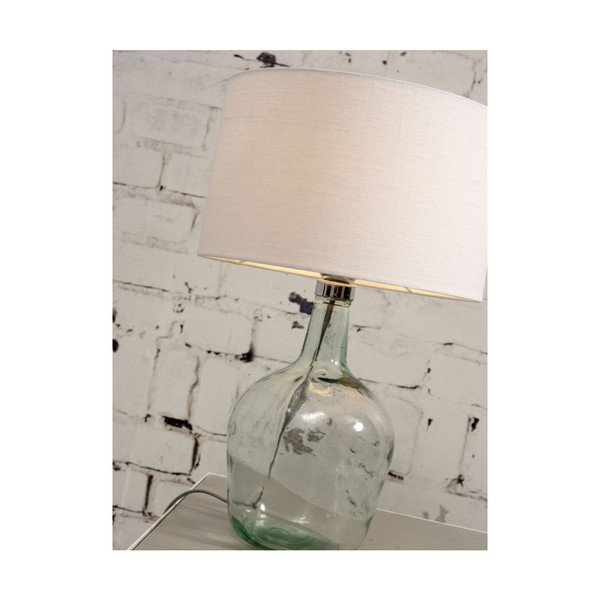 Murano asztali lámpa világosszürke lámpaernyővel, újrahasznosított üveg lámpatesttel, ⌀ 47 cm - Good&Mojo-image-2