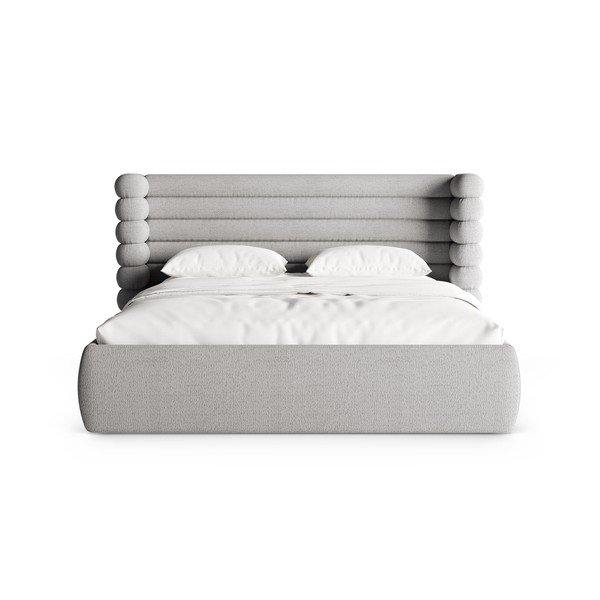 Szürke kárpitozott ágyneműtartós franciaágy ágyráccsal 180x200 cm Mount – Micadoni -image-4