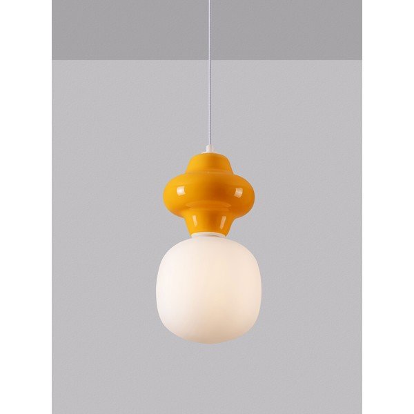 Fehér-narancssárga kerámia függőlámpa üveg búrával ø 18 cm Clio – Nova Luce-image-2