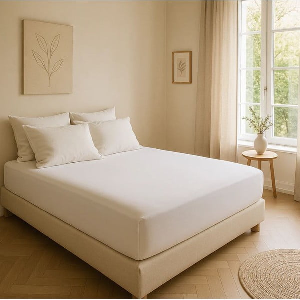 Fehér gumis renforcé pamut lepedő 200x140 cm Ranforce – Mila Home Luxury-image-4