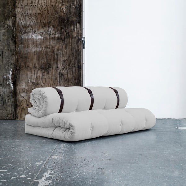 Buckle Up Light Grey állítható kanapéágy, bőrpántokkal - Karup