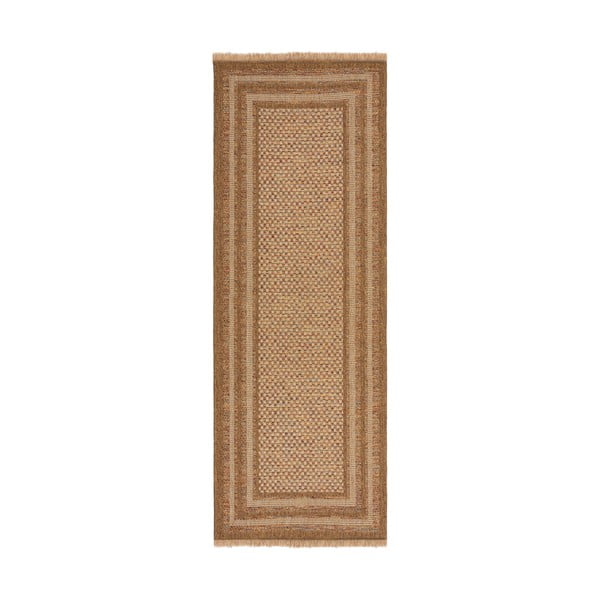 Natúr színű kültéri futószőnyeg 80x230 cm Layla Border – Flair Rugs