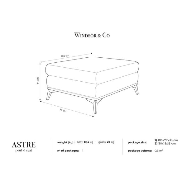 Astre sötétszürke puff bársony kárpittal - Windsor & Co Sofas-image-4