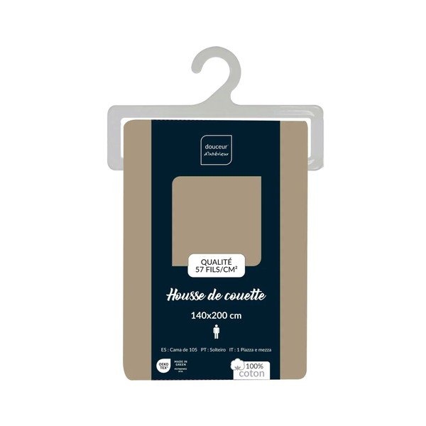 Világosbarna egyszemélyes pamut ágyneműhuzat 140x200 cm Lina – douceur d'intérieur-image-2