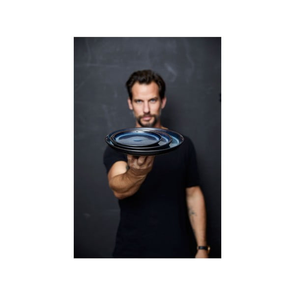 Fekete-kék desszertes kőedény tányér ø 17 cm Gastro Dark Blue/Black – Bitz-image-4