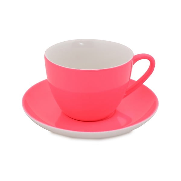Efrasia 6 db-os sötét rózsaszín porcelán csésze és csészealj szett, 200 ml