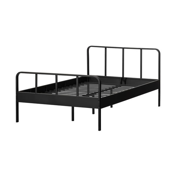 Fekete fém egyszemélyes ágy ágyráccsal 120x200 cm Mees – WOOOD