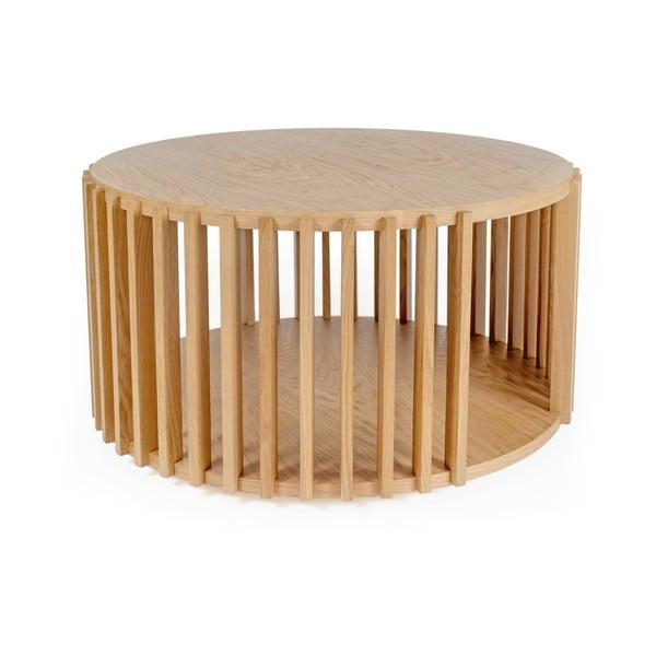 Drum tölgyfa dohányzóasztal, ø 83 cm - Woodman-image-3