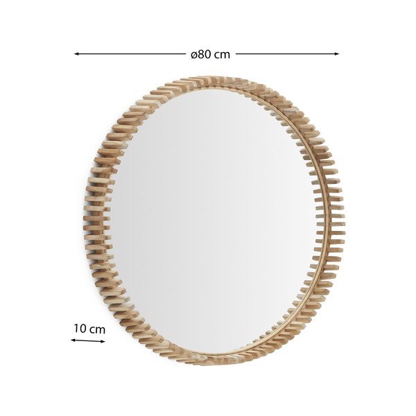 Fali tükör tömörfa kerettel ø 80 cm Polke – Kave Home-image-4