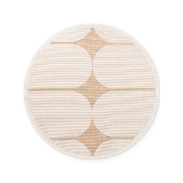 Bézs-elefántcsont színű kerek kültéri-beltéri szőnyeg ø 160 cm Duet Bowen – NORTHRUGS