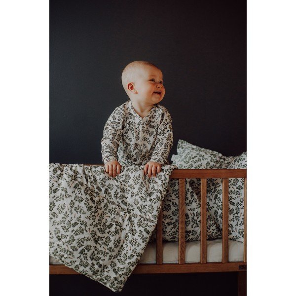 Zöld-krémszínű babaágynemű szett Green Floral – Malomi Kids-image-4