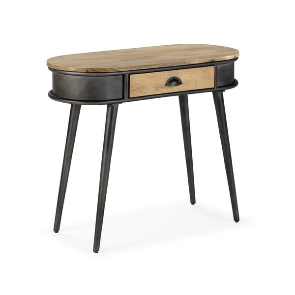 Fekete-natúr színű konzolasztal 38x90 cm Delhi – MOME-image-1