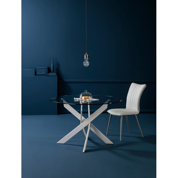 Kerek étkezőasztal üveg asztallappal 120x120 cm Ruth – Marckeric-image-1