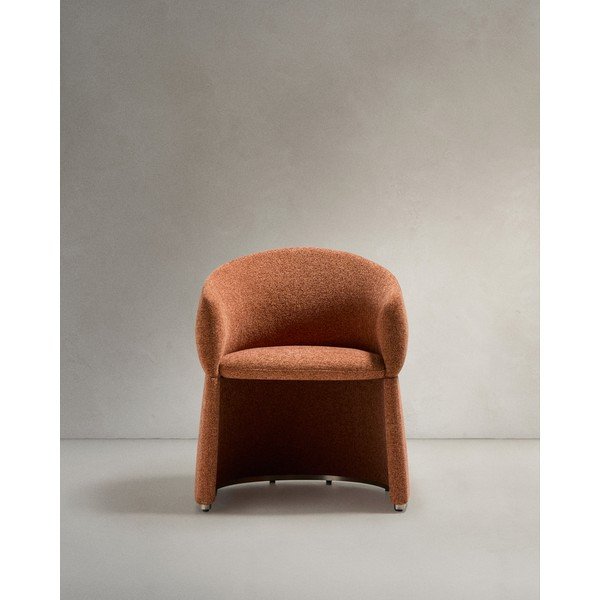 Terrakotta színű kárpitozott karfás étkezőfotel Bosca – Kave Home-image-3
