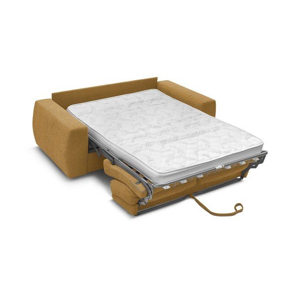 Mustársárga zsenília kanapé mindennapos alvásra-kinyitható 240 cm Hugo – Bobochic Paris-image-3