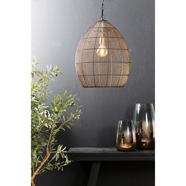 Fekete-aranyszínű függőlámpa fém búrával ø 40 cm Meya – Light & Living-image-2