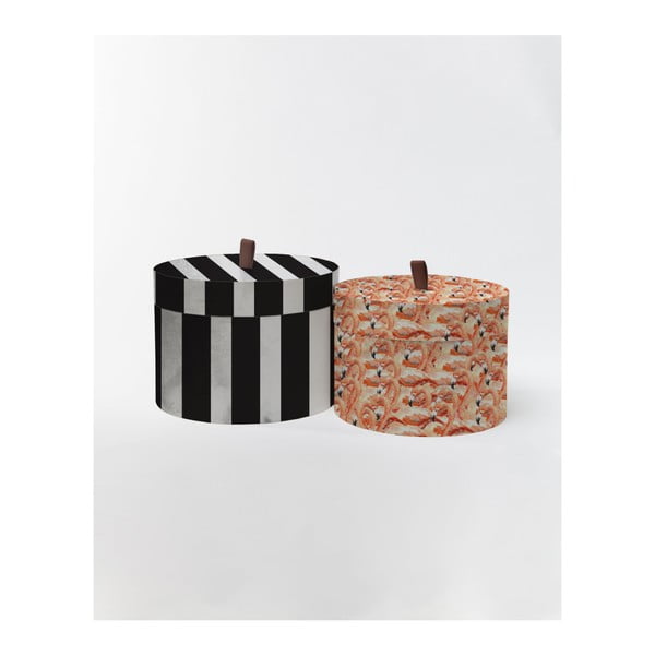 Stripes 2 darabos kerek tárolódoboz szett, - Velvet Atelier