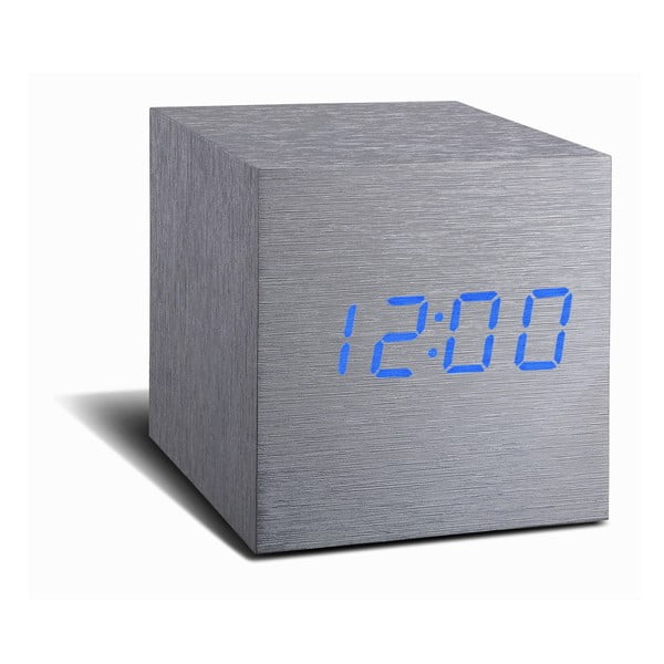Cube Click Clock szürke ébresztőóra kék LED kijelzővel - Gingko