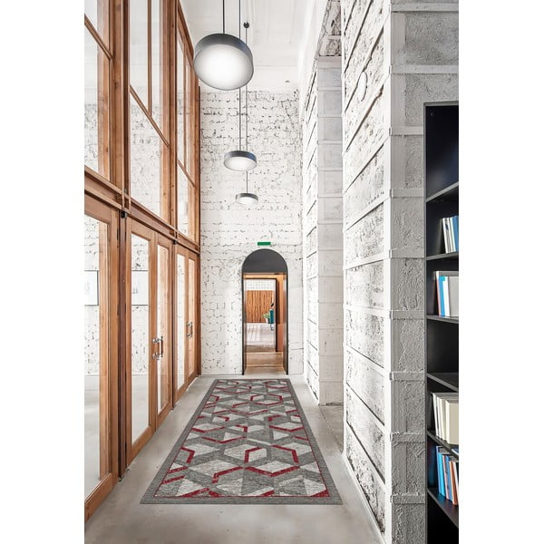 Hypnotik szürke-piros futószőnyeg, 55 x 140 cm - Floorita-image-1