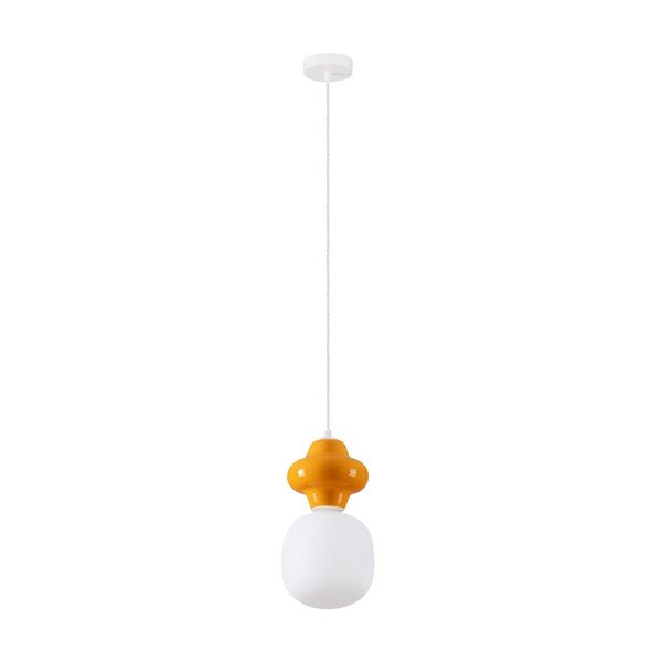 Fehér-narancssárga kerámia függőlámpa üveg búrával ø 18 cm Clio – Nova Luce