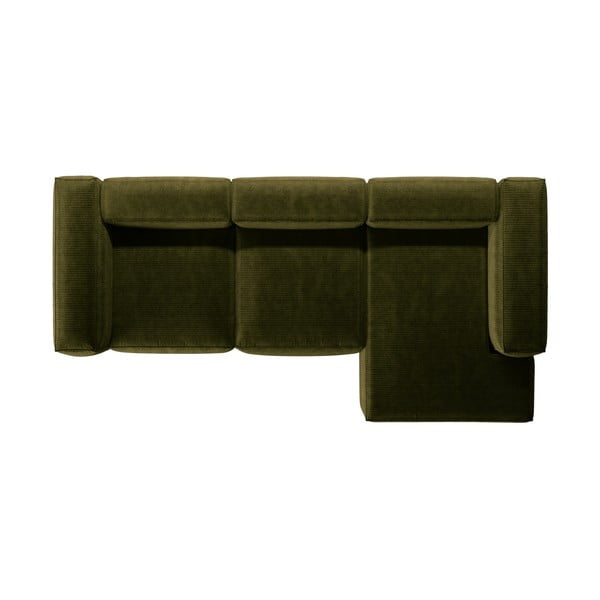 Zöld kordbársony sarokkanapé (jobb oldali-heverő résszel) Bergamo – Cosmopolitan Design-image-3