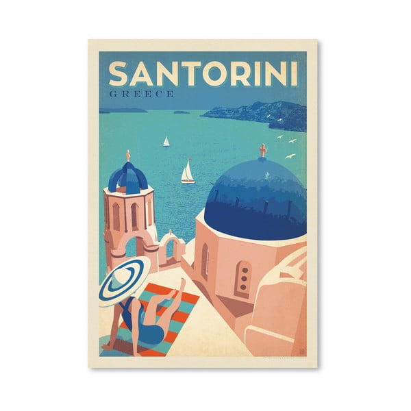 Santorini poszter, 42 x 30 cm - Americanflat
