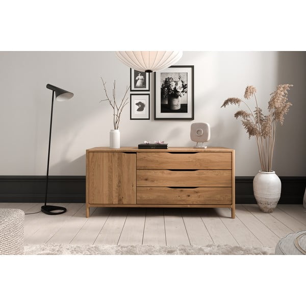 Natúr színű tölgyfa alacsony komód 140x64 cm Twig – The Beds-image-3