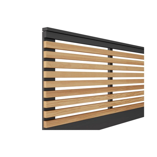 Fekete-natúr színű borovi fenyő ágytámla 163x100 cm Lavis – Marckeric-image-4