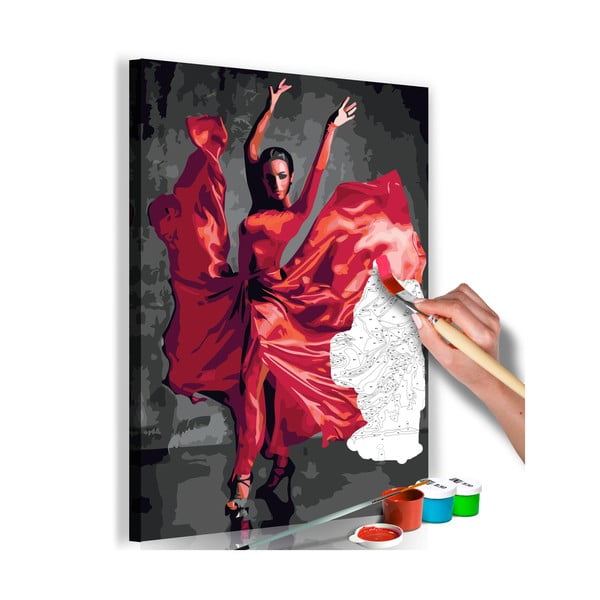 Red Dress DIY készlet, saját vászonkép festése, 40 x 60 cm - Artgeist