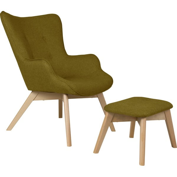 Zöld fotel lábtartóval Niko – Ropez