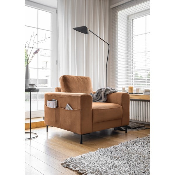 Narancssárgásbarna kordbársony fotel Lofty Lilly – Miuform-image-2