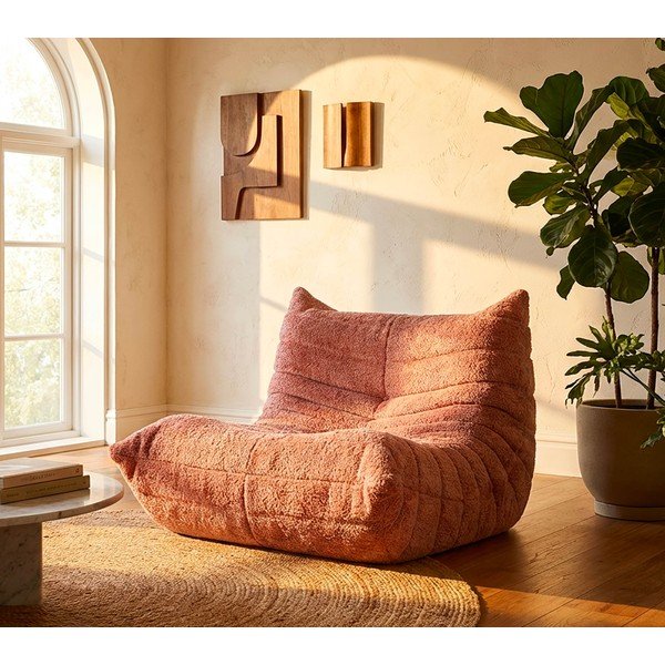 Rózsaszín buklé babzsákfotel Mask – Mauro Ferretti-image-1