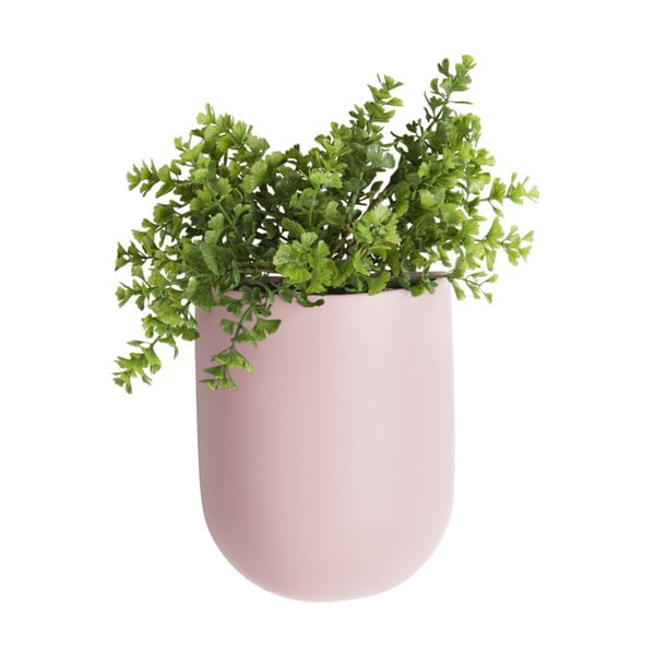 Oval világos rózsaszín fali kerámia virágcserép - PT LIVING