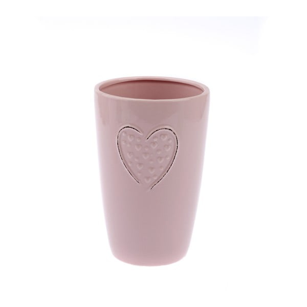 Hearts Dots rózsaszín kerámia váza, magasság 18,3 cm - Dakls