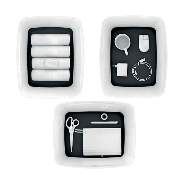 Office fehér-fekete fedeles tárolódoboz, térfogat 18 l MyBox - Leitz-image-2