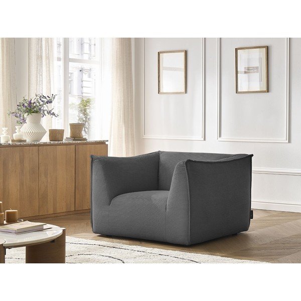 Sötétszürke kordbársony fotel Giorgia – Bobochic Paris-image-1