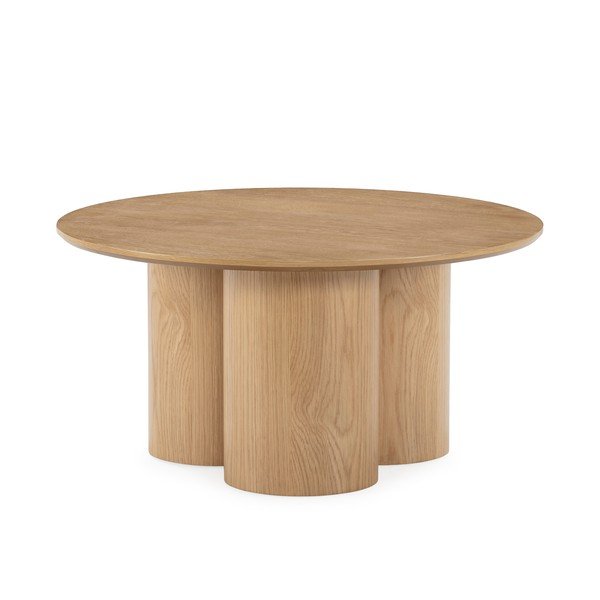 Natúr színű kerek dohányzóasztal tölgyfa dekorral ø 80 cm Lua – MOME